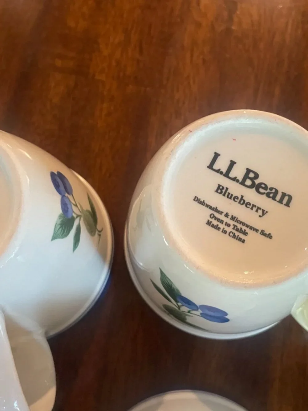 Set Of 6 LL Bean Stoneware Blueberry (Retired) 12oz Coffee Mugs Cups 2-Sided